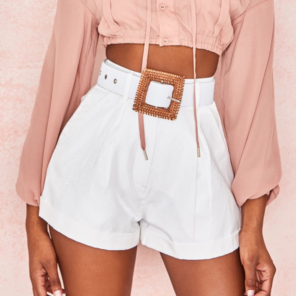 House of CB Kiera White Twill Shorts XS